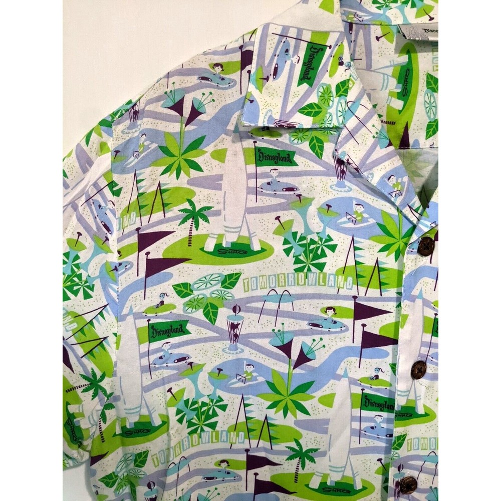 Disneyland Resort Tomorrowland Shag Hawaiian Shirt Mens Medium - Picture 2 of 6